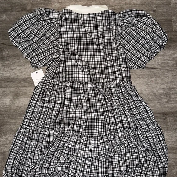 English Factory plaid A-line tiered midi dress - Picture 4 of 10